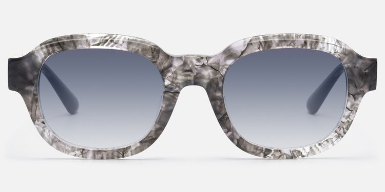 Eerie - Retro Gray Tinted Marbled Round Shades | Vooglam