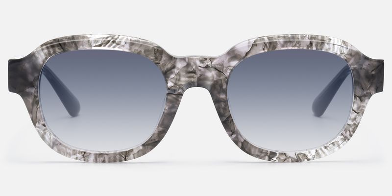 Eerie - Retro Gray Tinted Marbled Round Shades | Vooglam