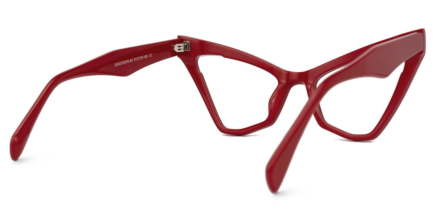 Caitlyn - Cat Eye Red Eyeglasses by Vooglam - Side View