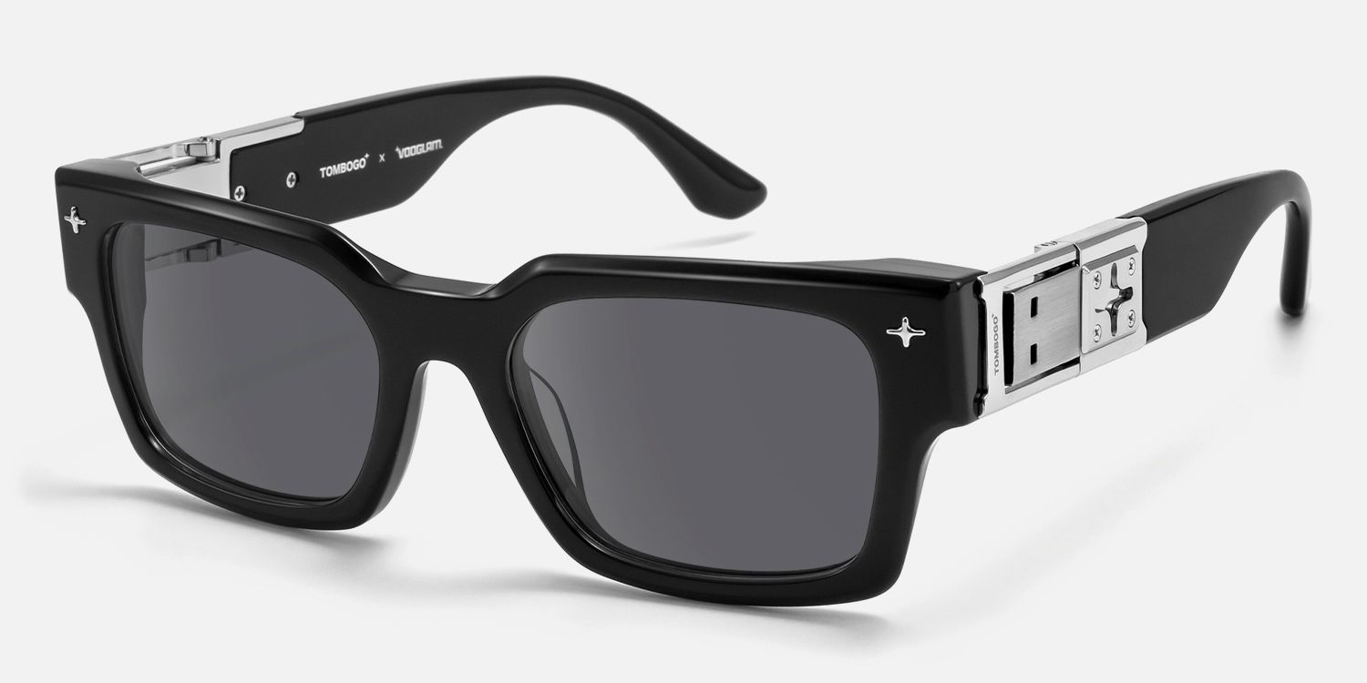 The Programmer - Rectangle Black Sunglasses | Vooglam Front View