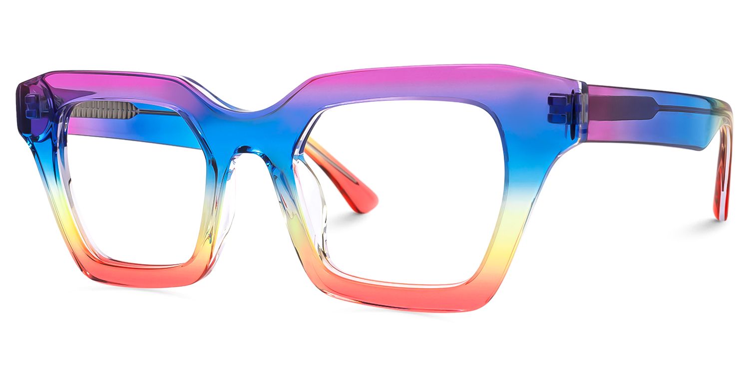 Haldis - Square Multicolor Eyeglasses | Vooglam Front View