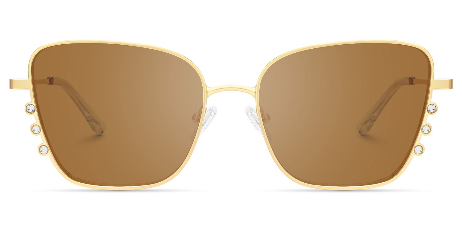Hallam - Square Gold Sunglasses | Vooglam Angle View