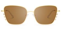 Hallam - Square Gold Sunglasses | Vooglam Angle View