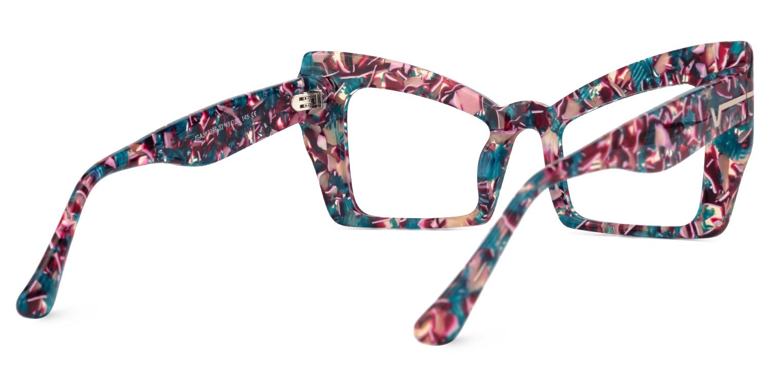 Faizah - Cat Eye Floral Eyeglasses | Vooglam Side View