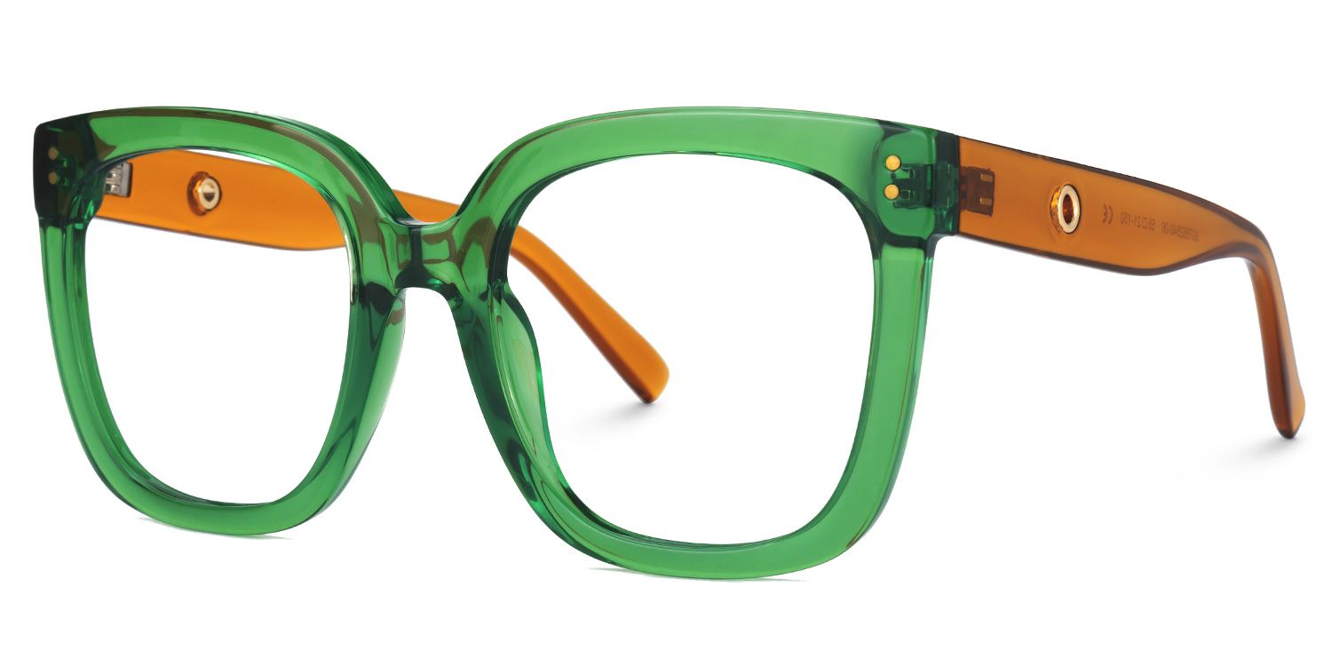 Ellema - Square Green Eyeglasses | Vooglam Front View