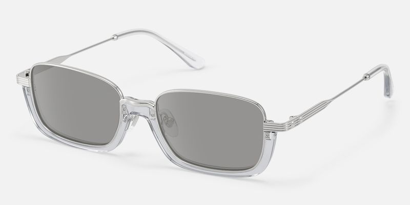 Basel - Oversized Silver Clear Gray Sunglasses | Vooglam