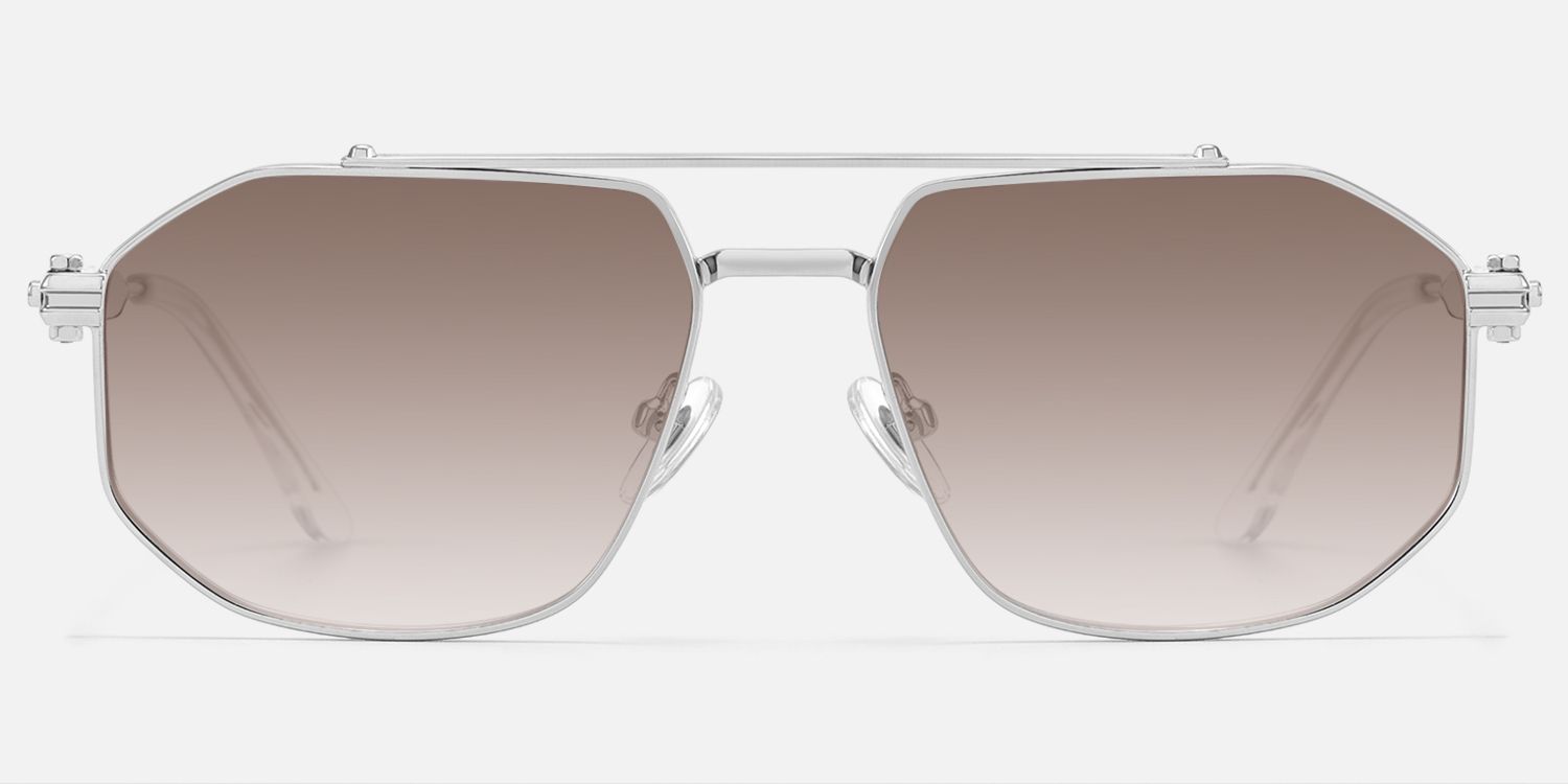 Ando - Silver Gradient Brown Lens Sunglasses | Vooglam Angle View