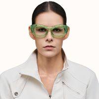 The Geologist - Geometric Green Eyeglasses | Vooglam On Model 1