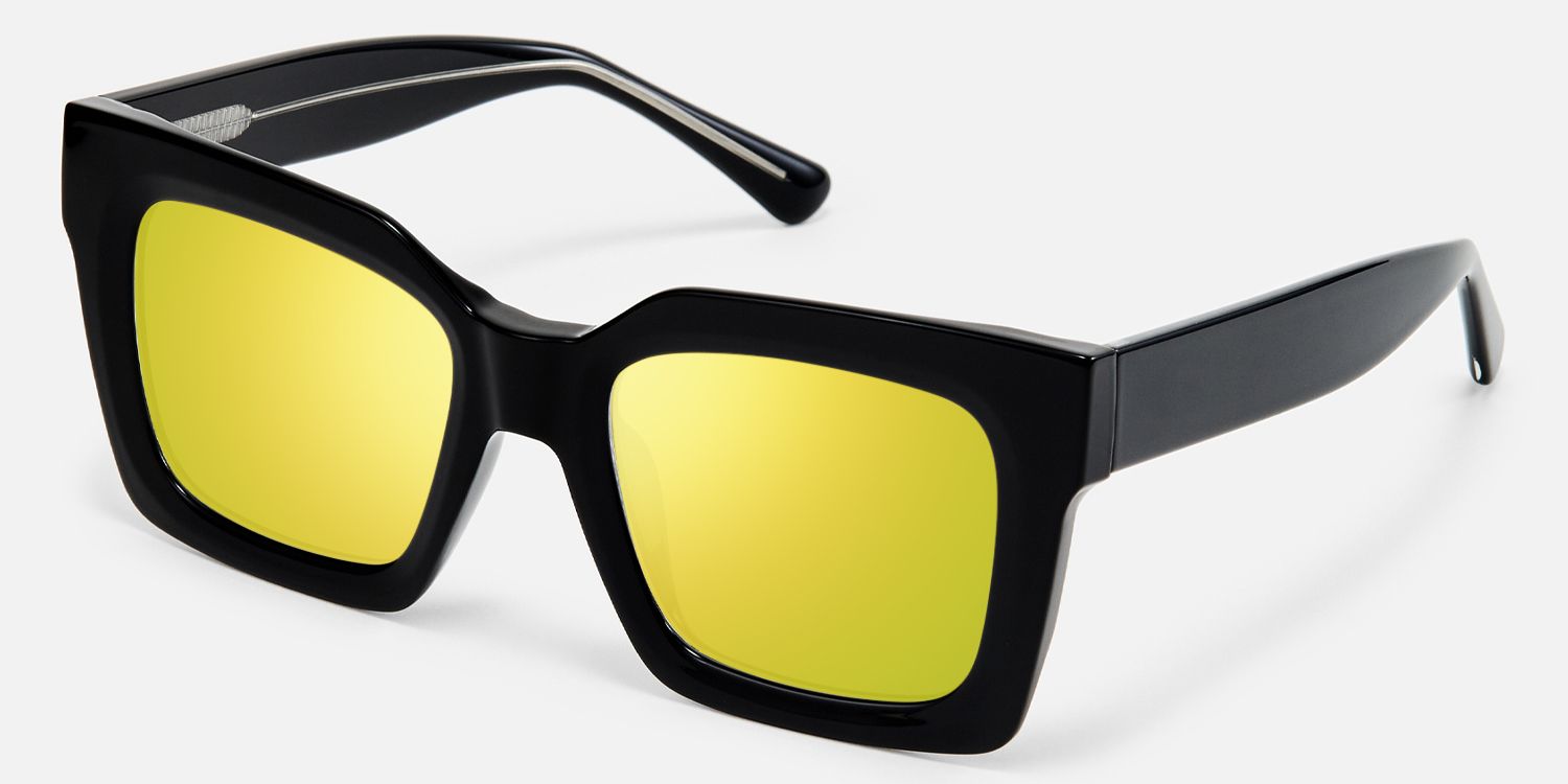 Pacheco - Black Oversized Square Sunglasses | Vooglam Front View