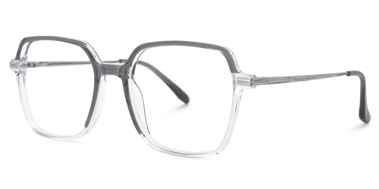 Elton - Square Grey Eyeglasses | Vooglam Front View
