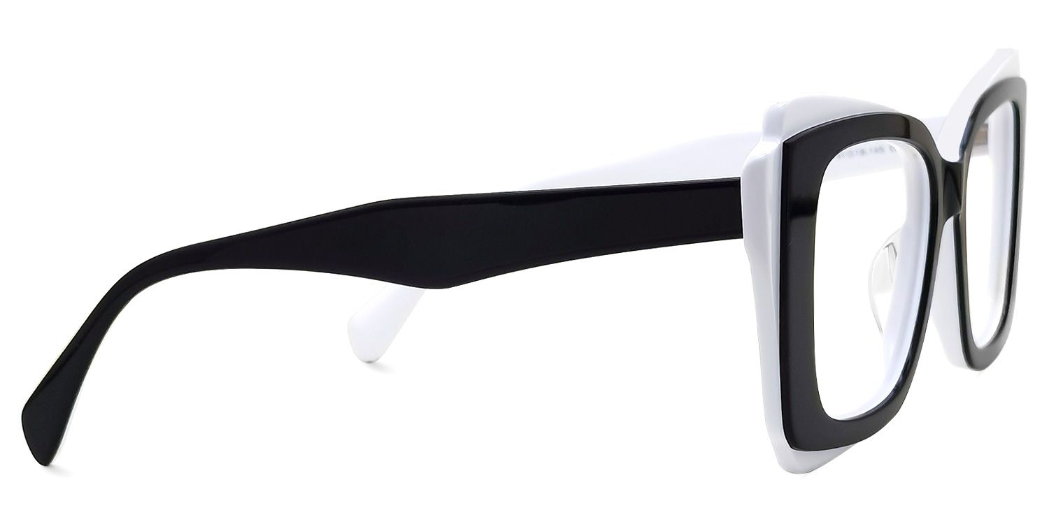 Cheyenne - Rectangle Black/White Eyeglasses | Vooglam 4