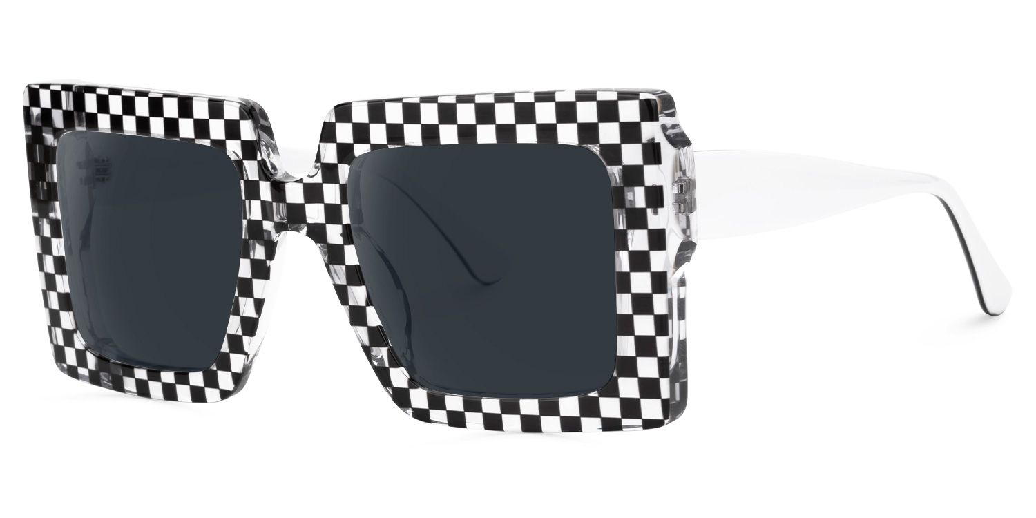 Ferial - Square Black/Crystal Sunglasses | Vooglam Front View