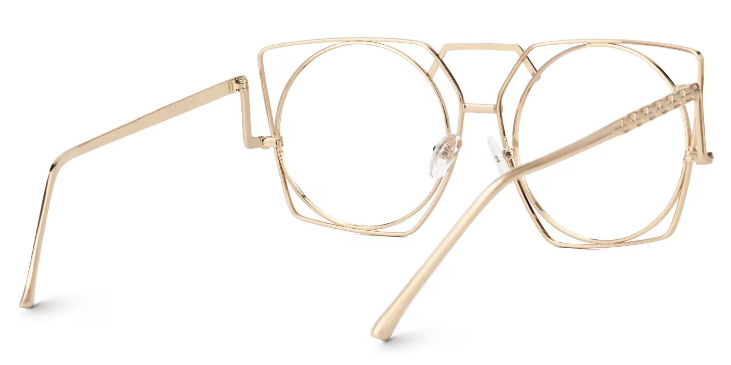 Caren - Aviator Gold Eyeglasses | Vooglam 4