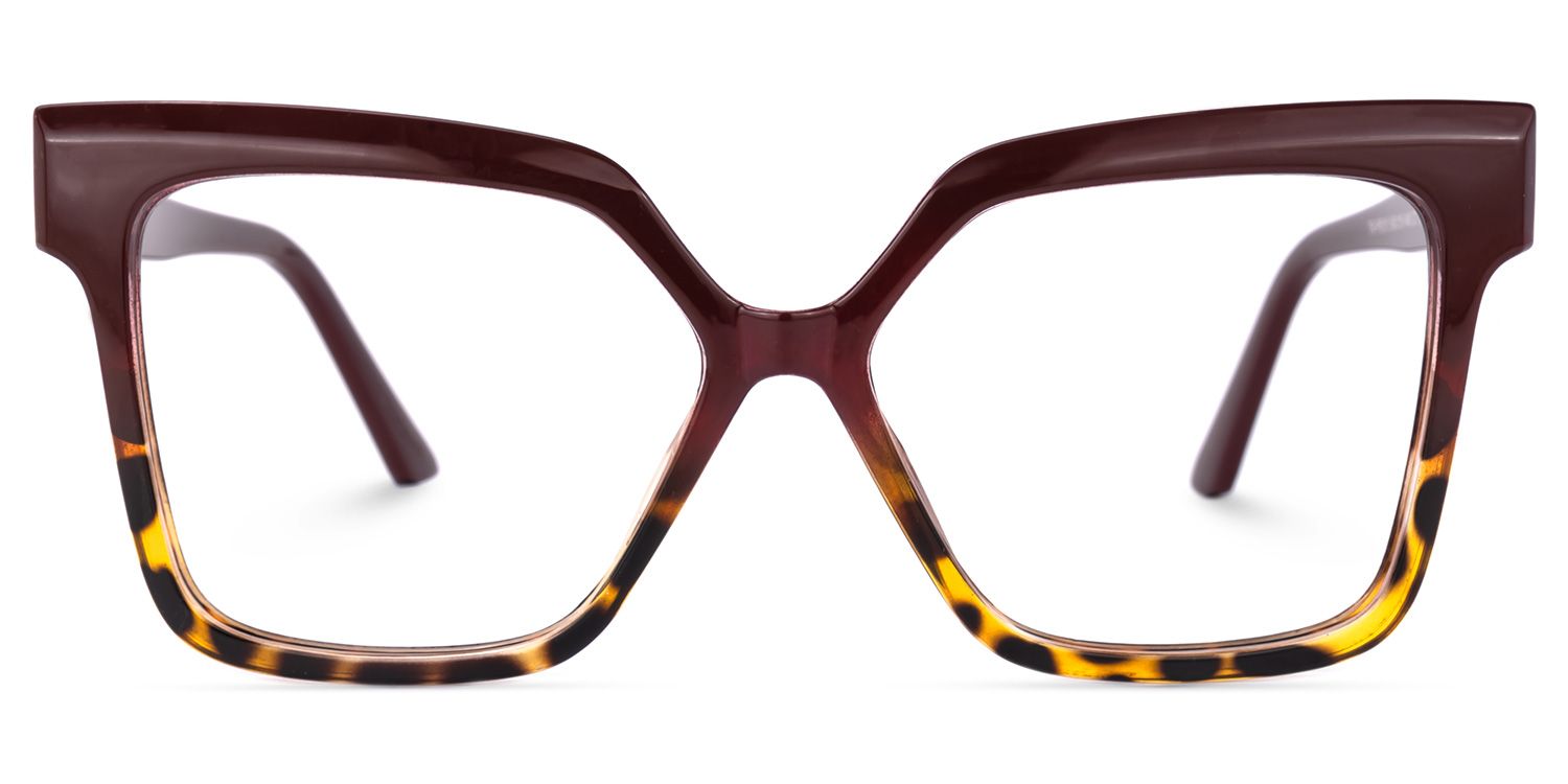 Istas - Square Coffee/Tortoise Eyeglasses | Vooglam Angle View