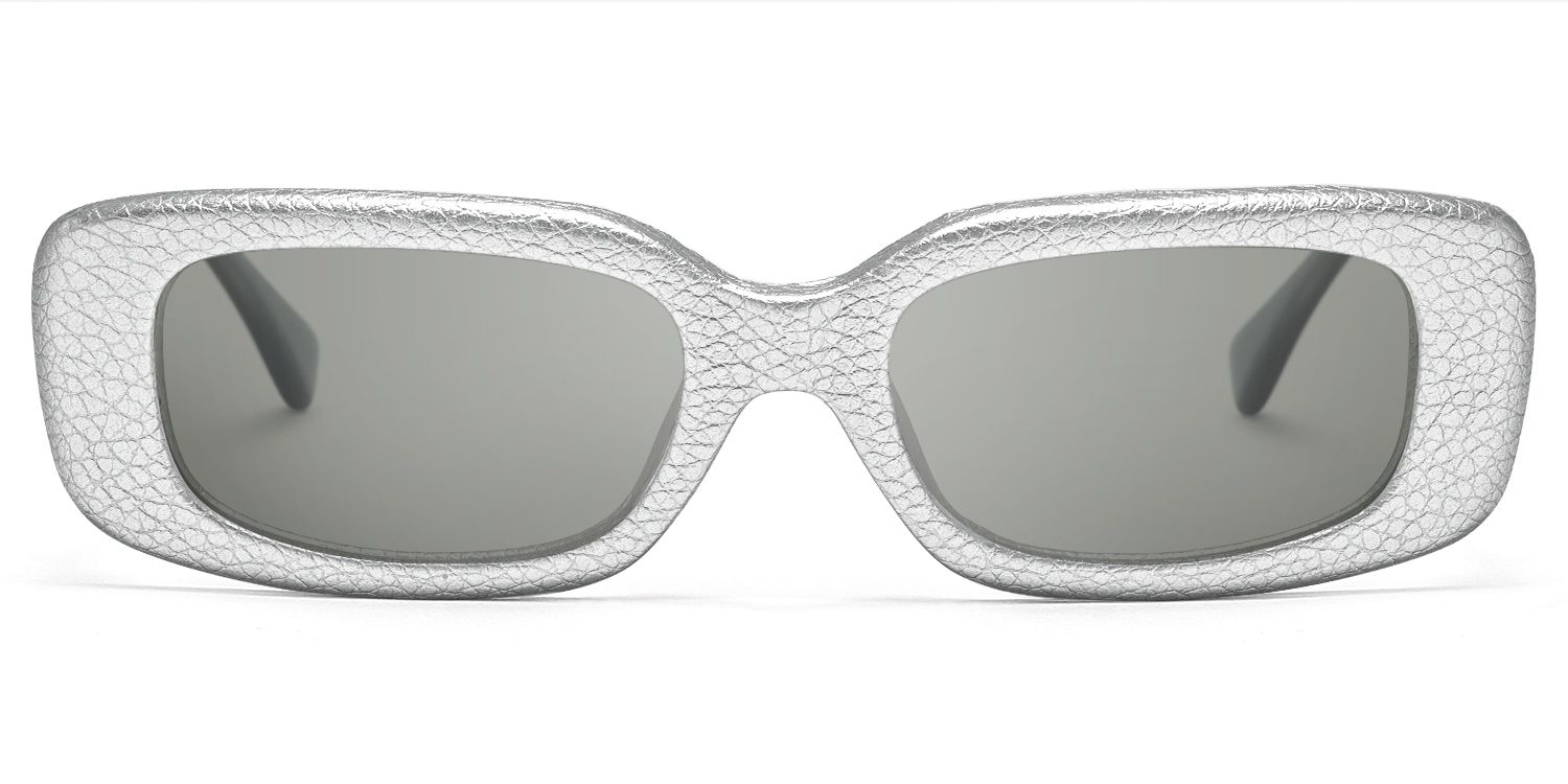 HideShades - Rectangle Silver Sunglasses | Vooglam Product Details 1