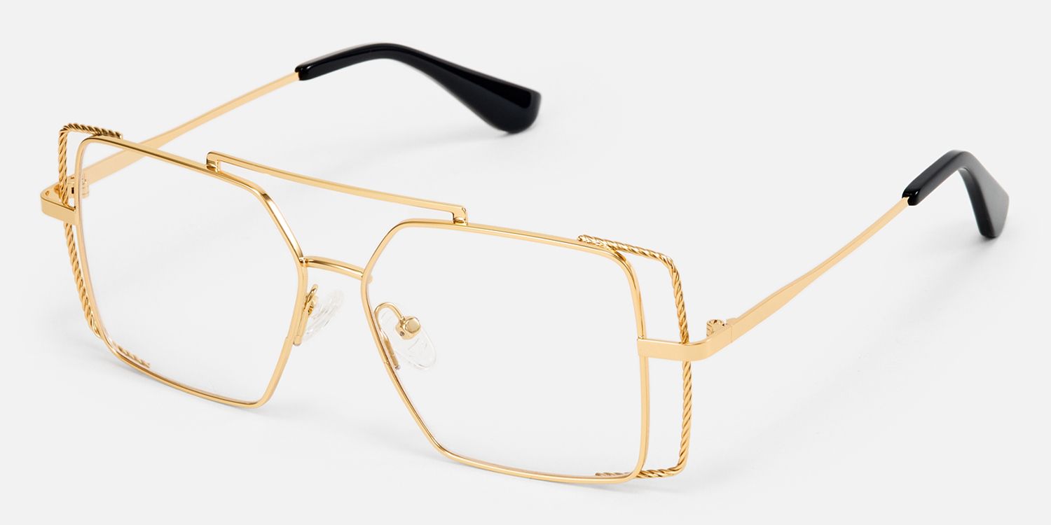 Candace - Aviator Gold Eyeglasses | Vooglam Front View