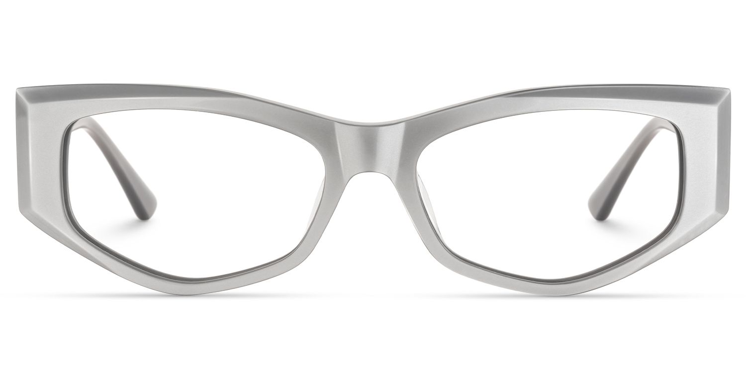 Tahiya - Geometric Grey Eyeglasses | Vooglam Angle View