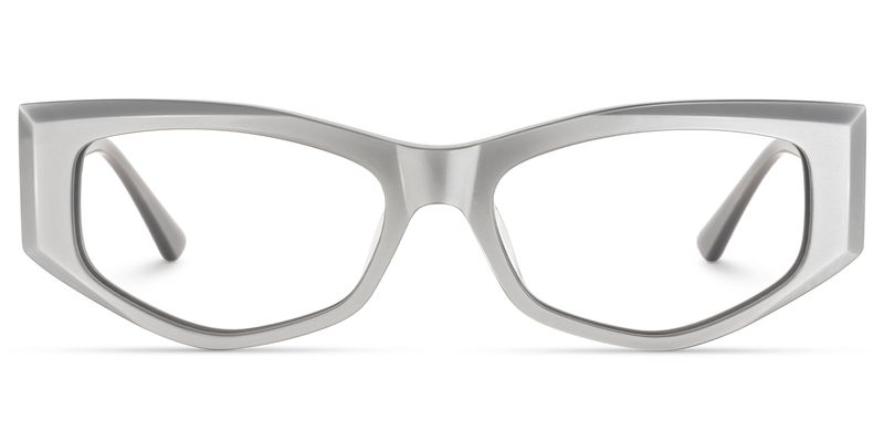 Tahiya - Geometric Grey Eyeglasses | Vooglam