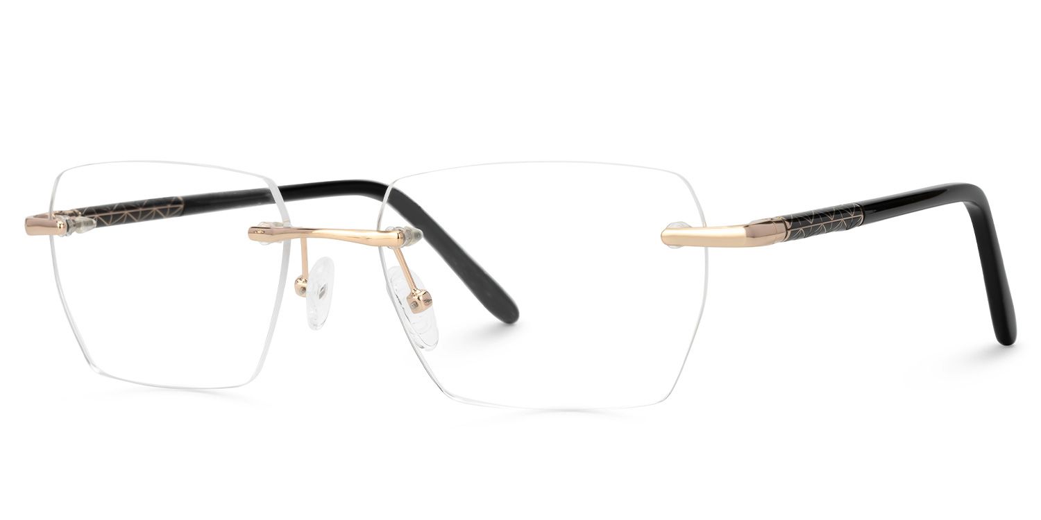 Faulkner - Geometric Gold Eyeglasses | Vooglam Front View