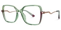Decima - Square Green Eyeglasses | Vooglam Front View