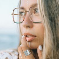 Jace - Funky Bohemian Patterned Square Glasses | Vooglam On Model 1