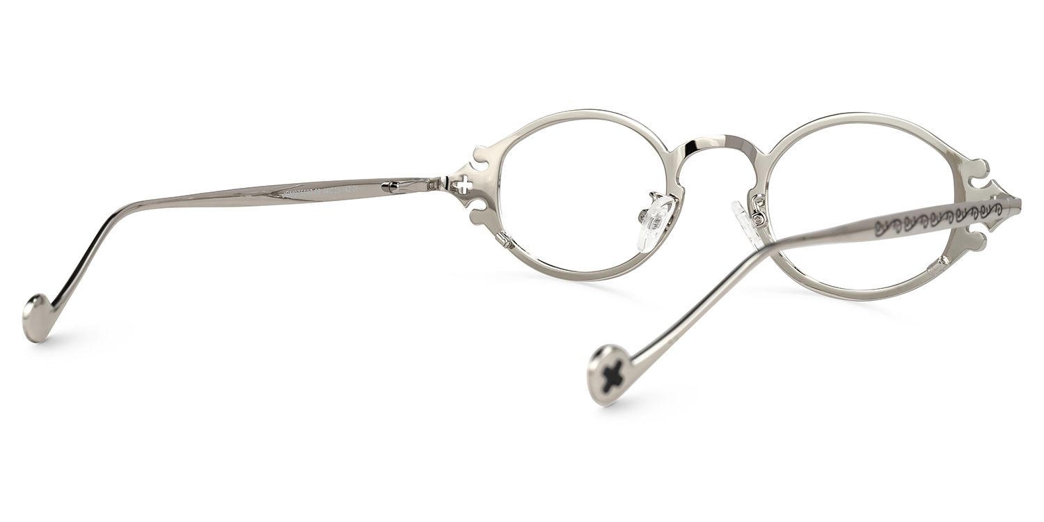 Callum - Oval Silver Eyeglasses | Vooglam Side View