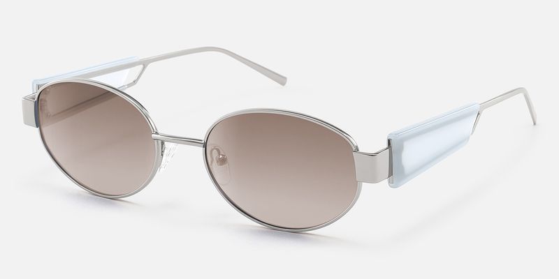 Ember - Oval Silver Sunglasses | Vooglam