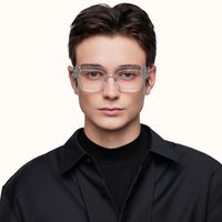 Sabrina - Rectangle Crystal Acetate Eyeglasses | Vooglam On Model 2