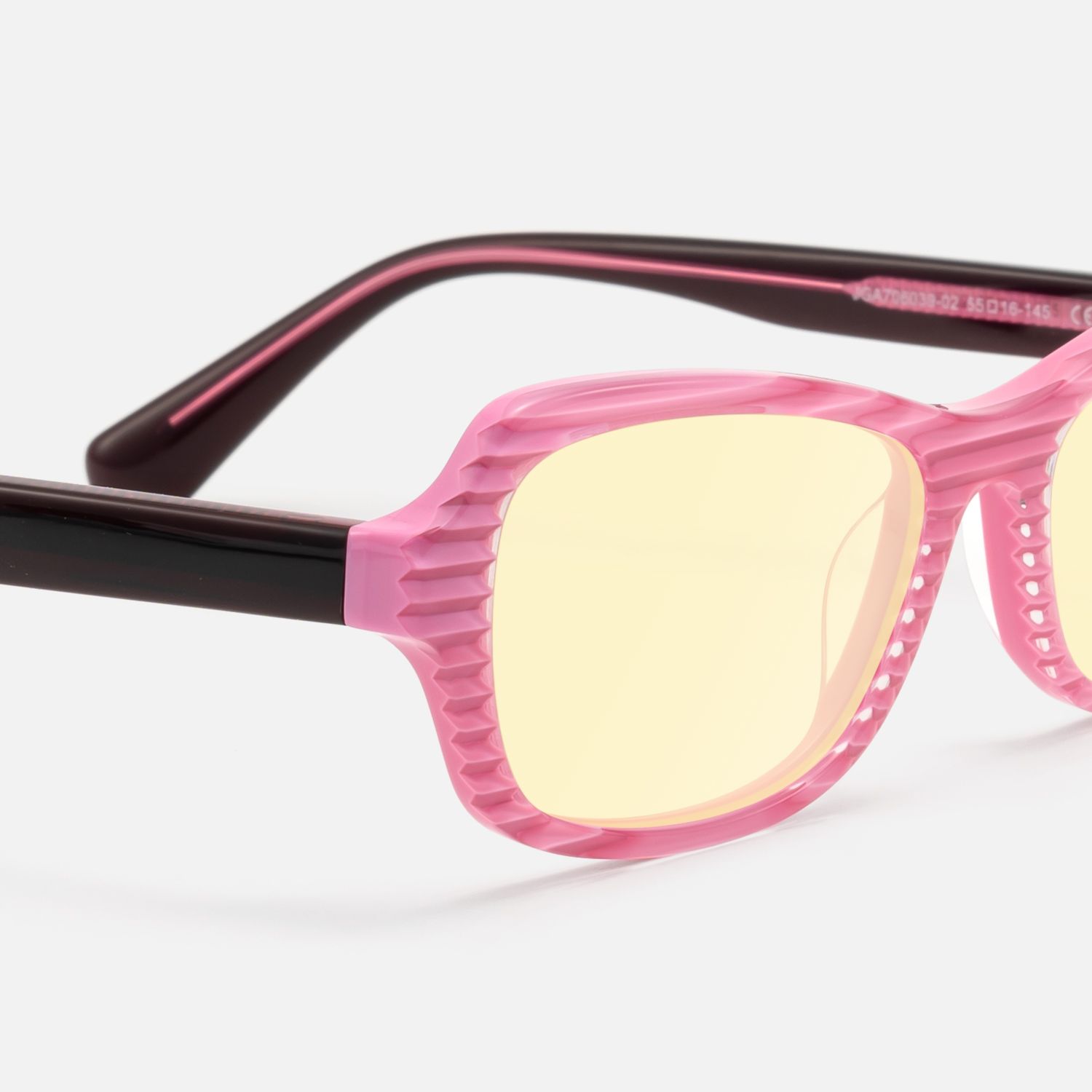 Pop - Pink Striped Light Yellow Lens Shades by Vooglam - Design Details
