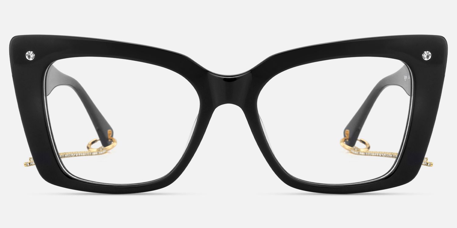 Rosa - Butterfly Black Eyeglasses | Vooglam Angle View