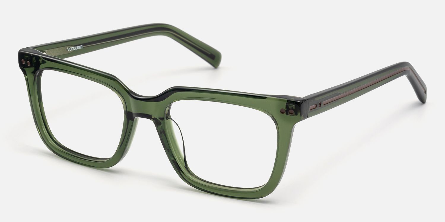 Remix - Rectangle Green Eyeglasses | Vooglam Front View