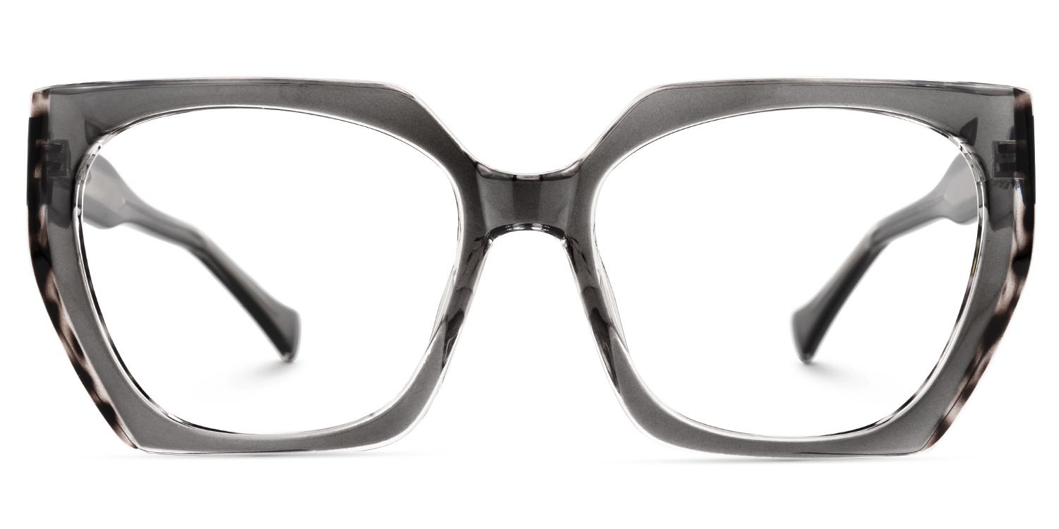 Edge - Geometric Grey Eyeglasses | Vooglam Angle View