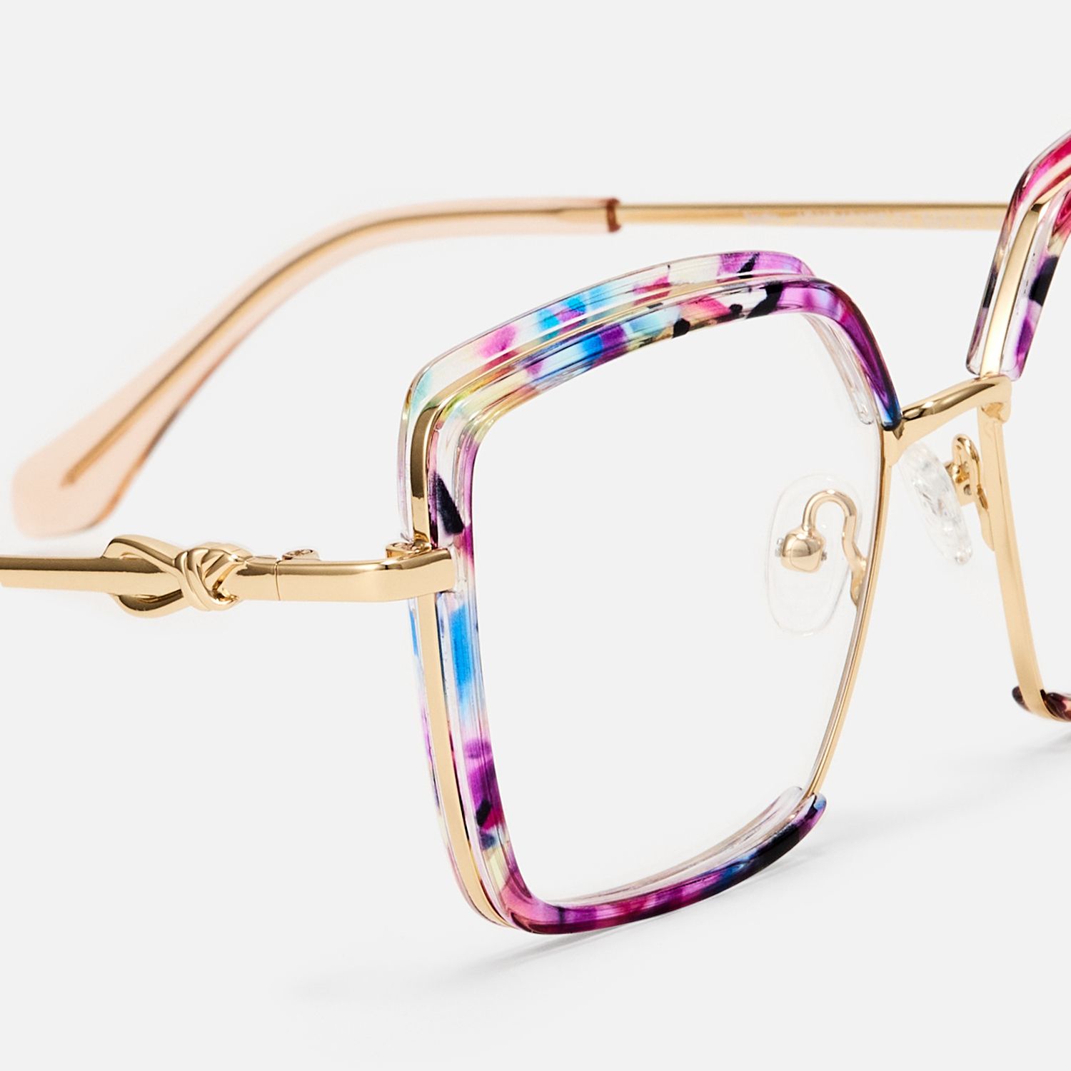 Fiorella - Square Floral Eyeglasses | Vooglam Design Details
