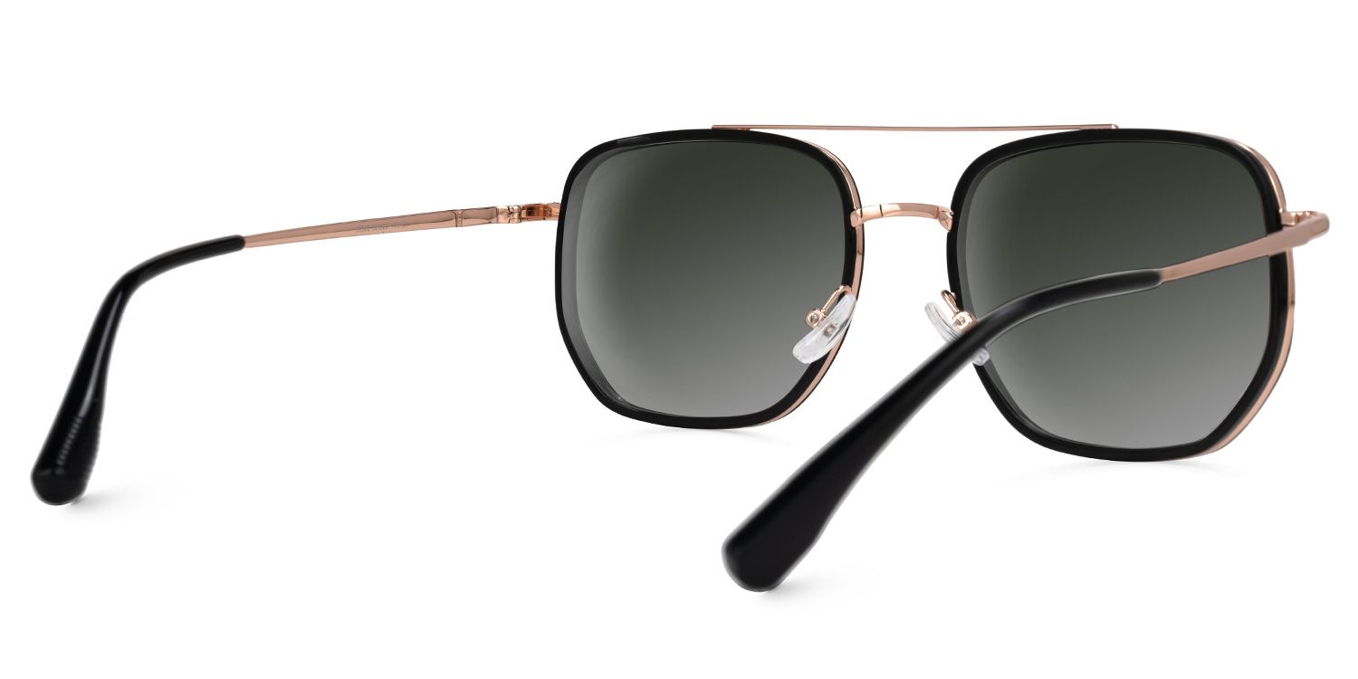 Eiko - Aviator Black Sunglasses | Vooglam Side View