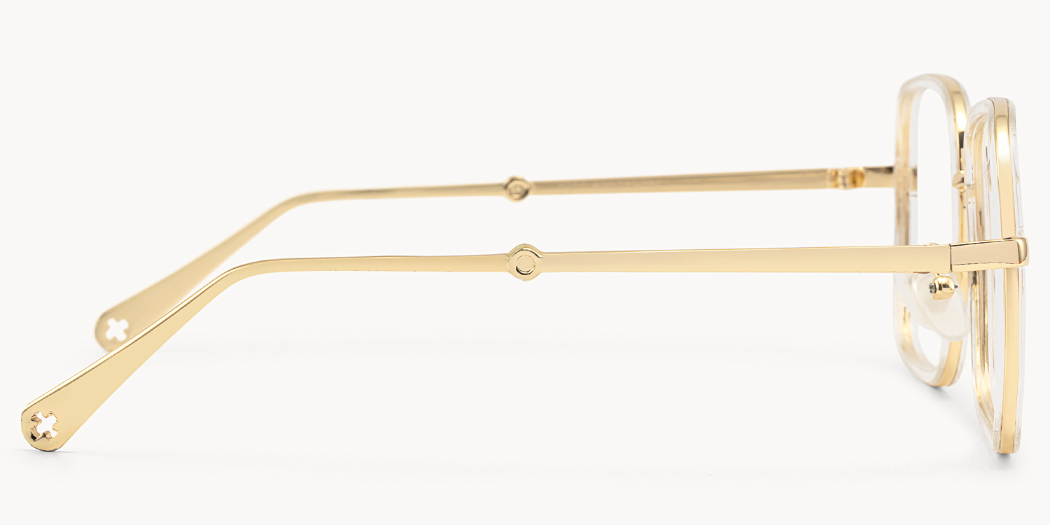 Jace - Clear Square Designer Glasses Gold Temples - 3