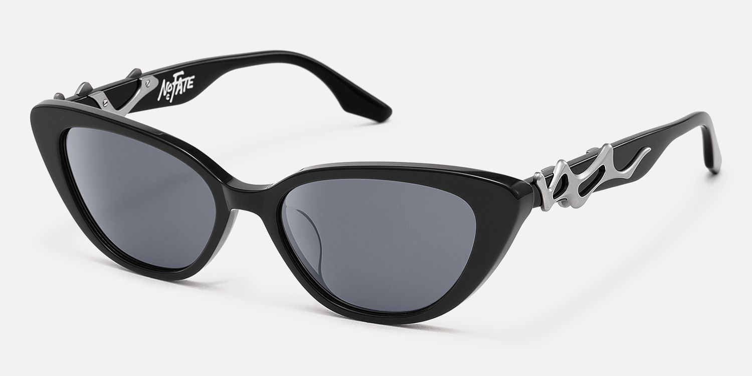 No Fate - Cat Eye Black Sunglasses | Vooglam Front View