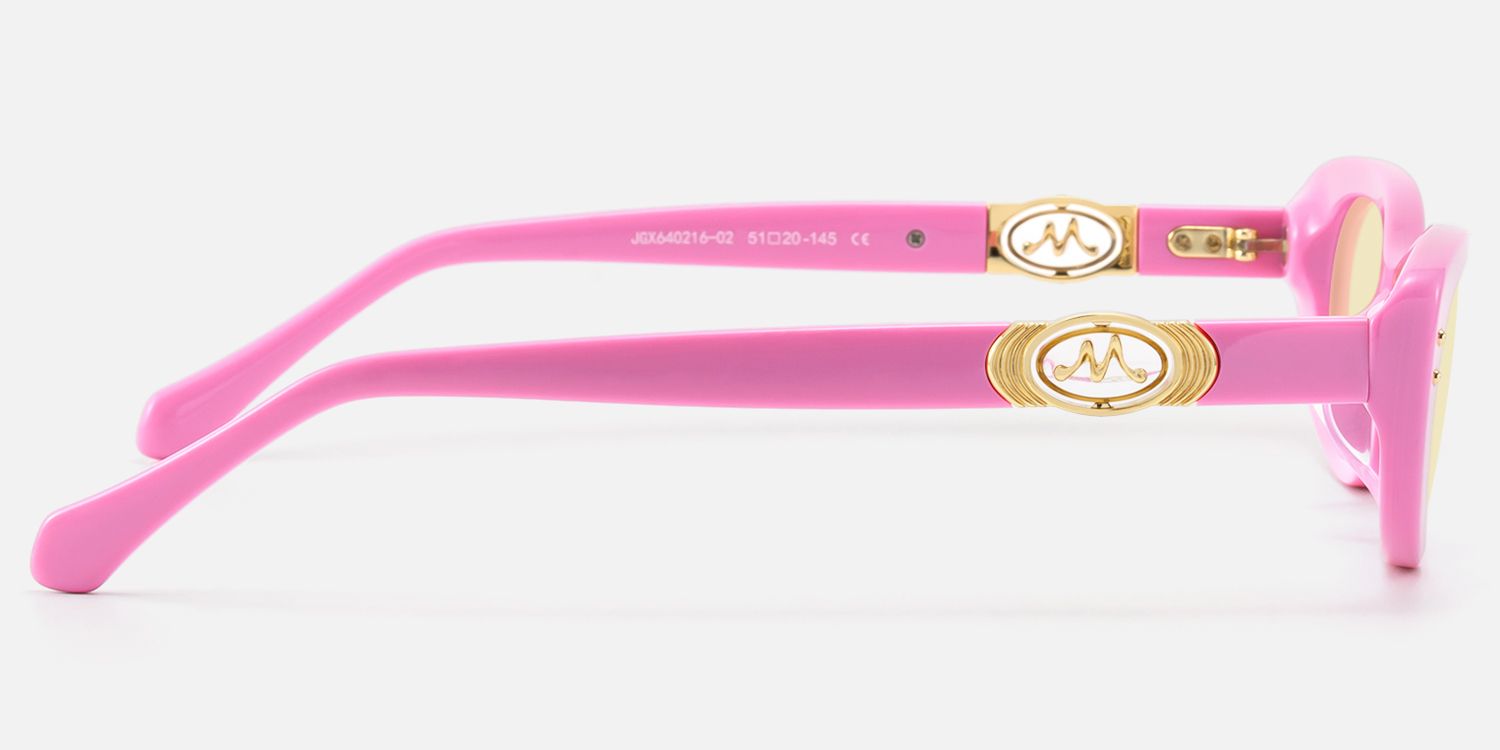 Ginza - Yellow Lens Pink Y2K Narrow Cat Eye Shades | Vooglam Side View