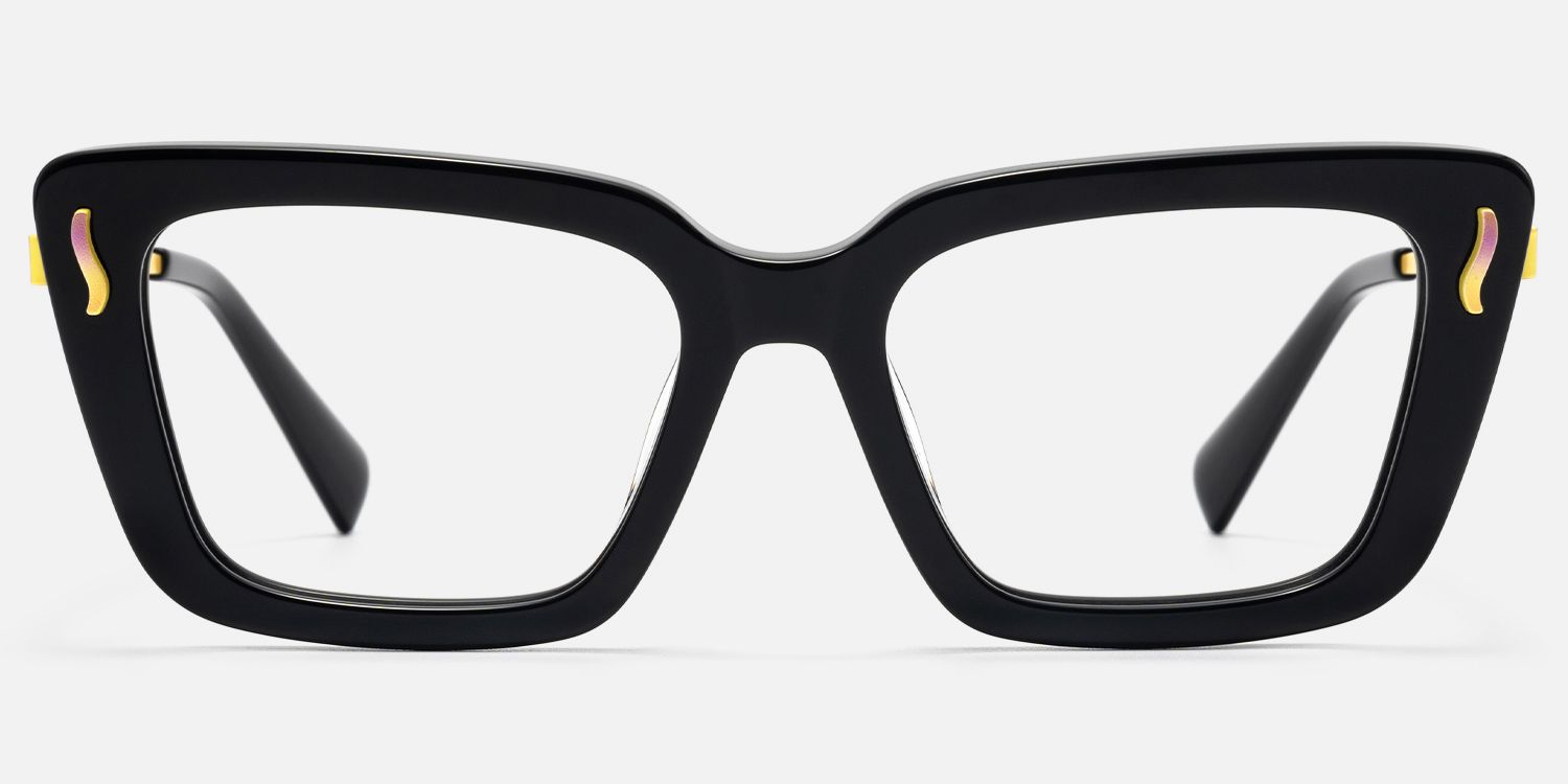 Nebula - Rectangle Black Eyeglasses | Vooglam Angle View