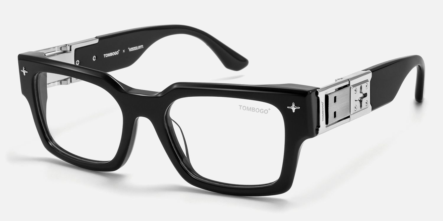 The Programmer - Rectangle Black Eyeglasses | Vooglam Front View