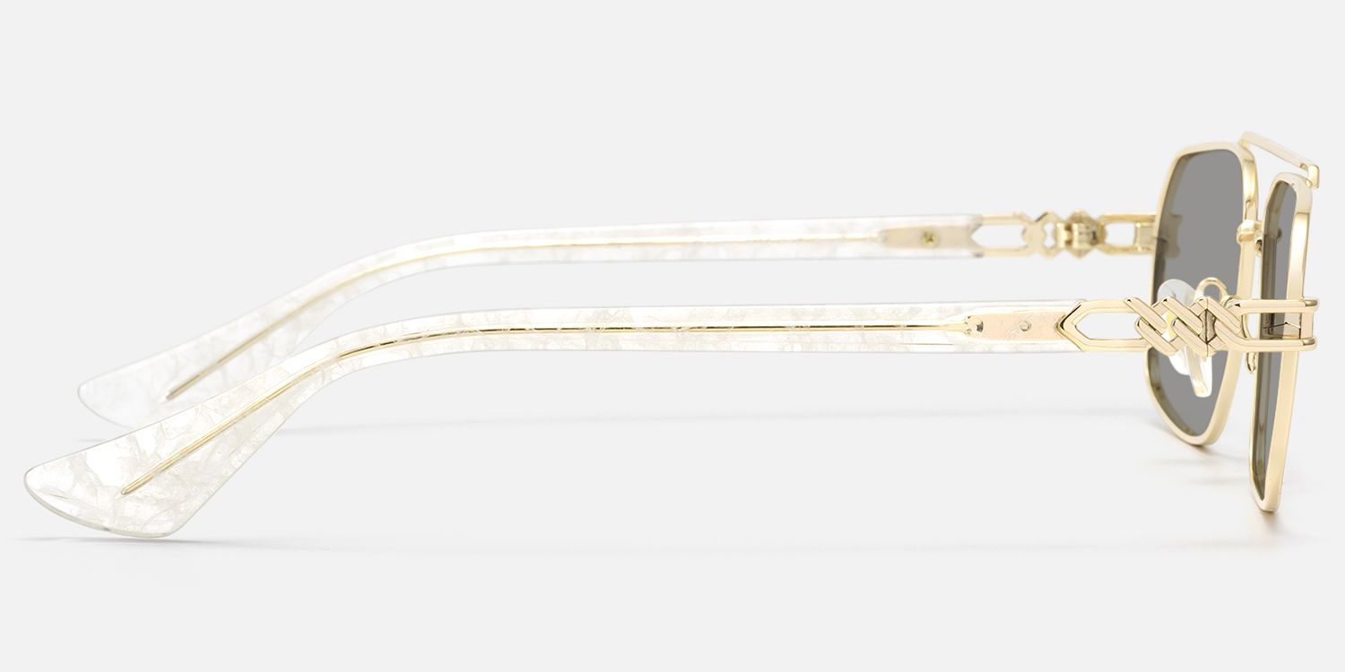 Lacey - Grey Tint Aviator Gold Sunglasses | Vooglam Side View