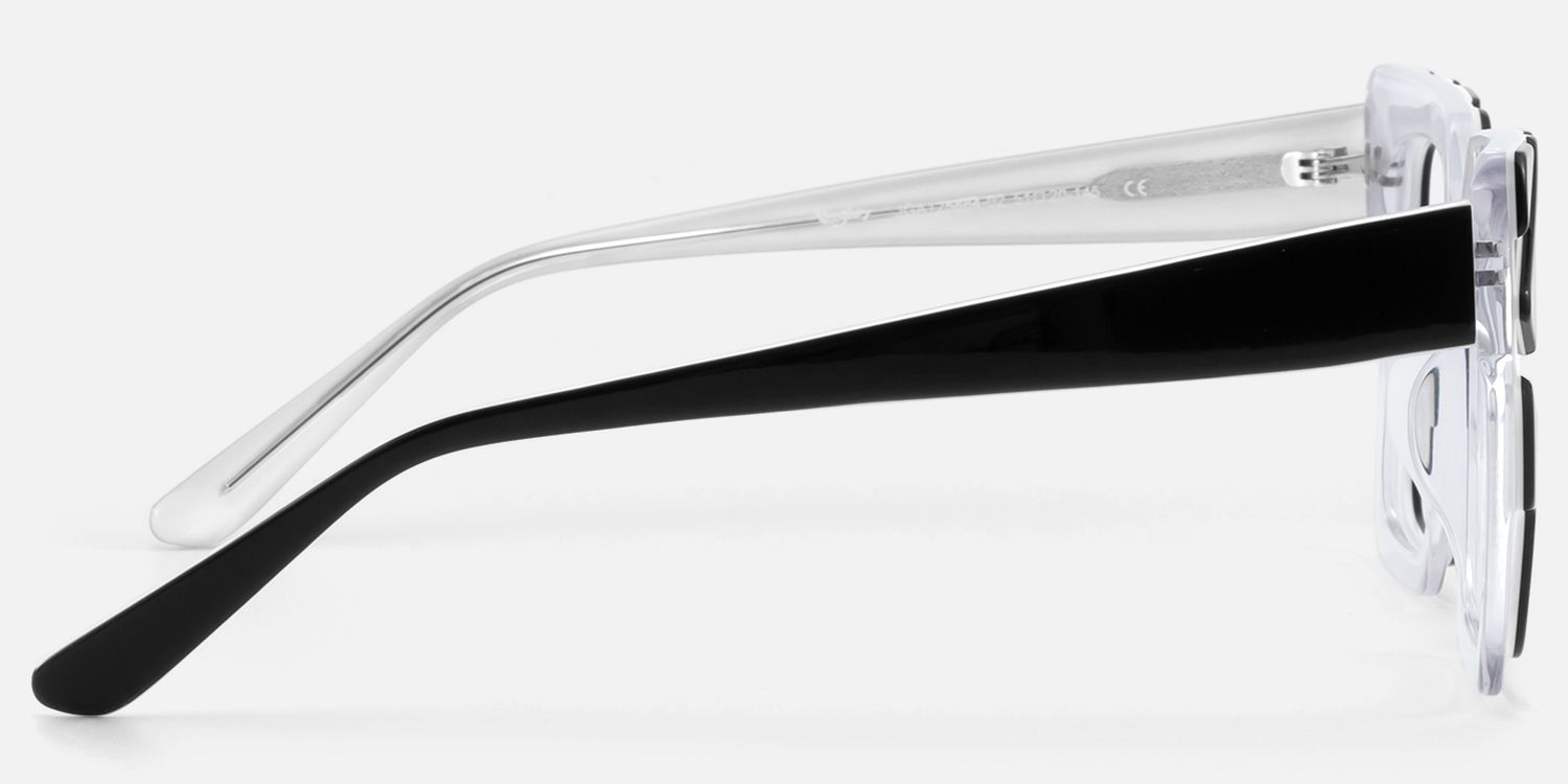 Darius - Square Black/White Eyeglasses | Vooglam Side View