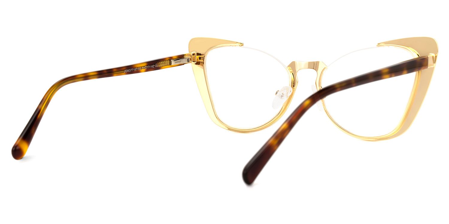 Ithran - Cat Eye Gold Eyeglasses | Vooglam Side View