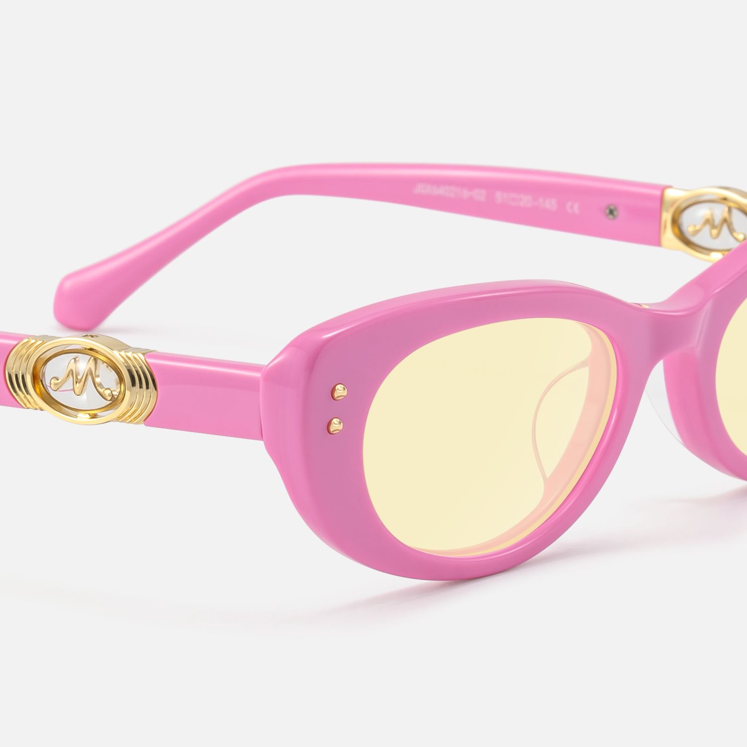 Ginza - Yellow Lens Pink Y2K Narrow Cat Eye Shades | Vooglam Design Details