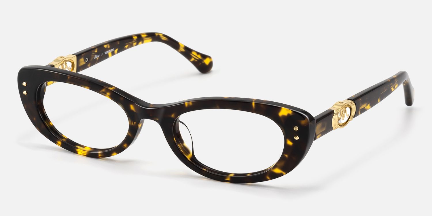 Ginza - Tortoise Retro Narrow Cat Eye Glasses | Vooglam Front View