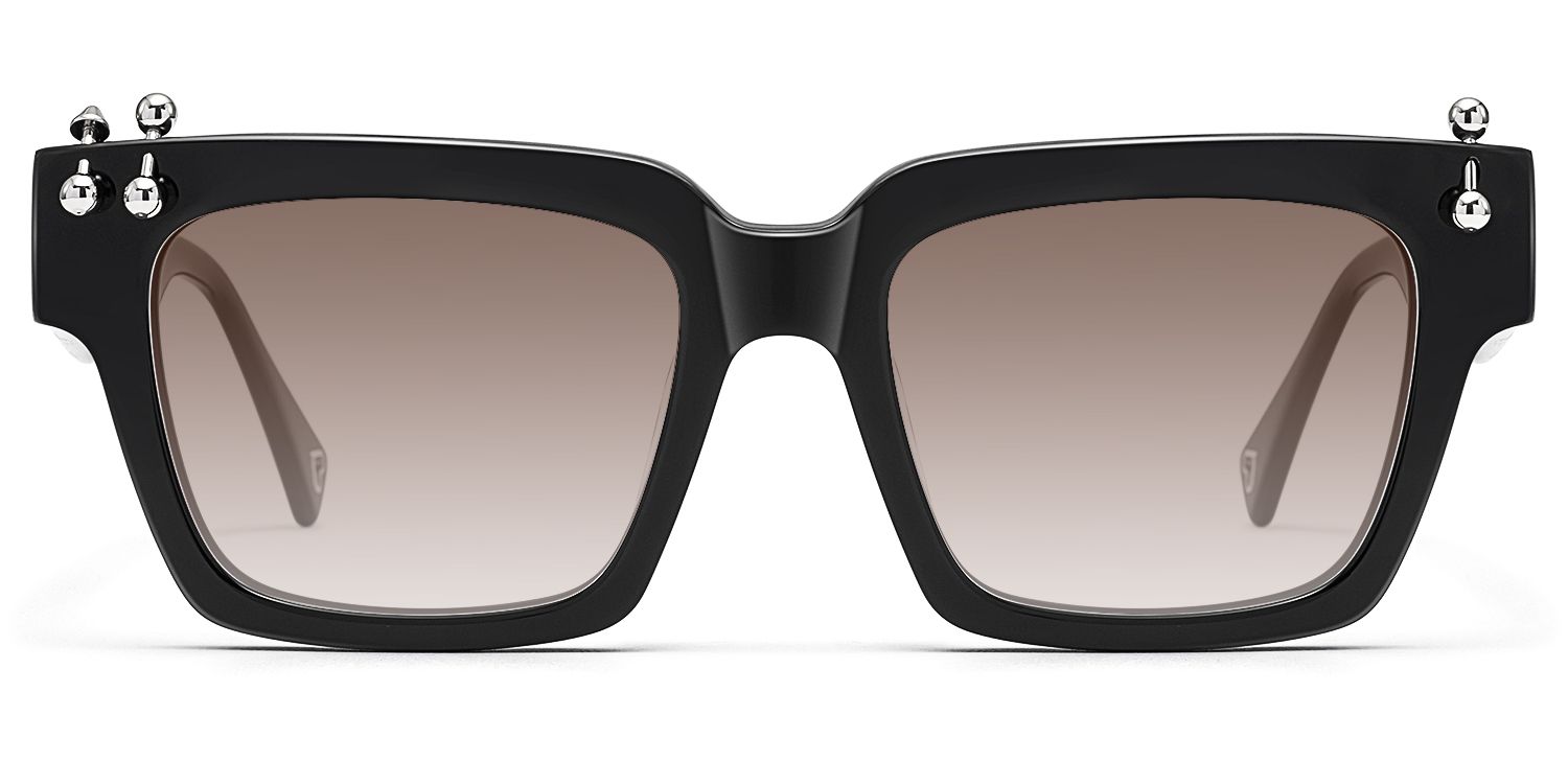 Frame Size of PIERCE - Black Pierced Square Gradient Sunglasses | Vooglam