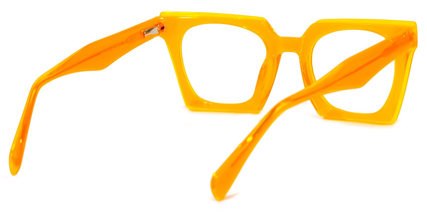 Karissa - Rectangle Orange Eyeglasses | Vooglam Side View