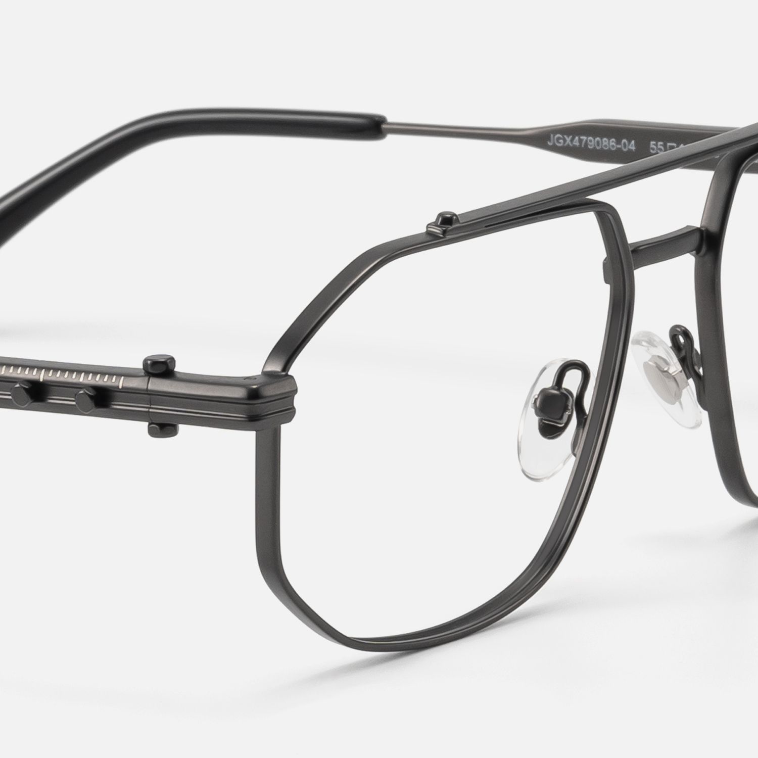 Ando - Matte Black Geometric Metal Glasses | Vooglam Design Details