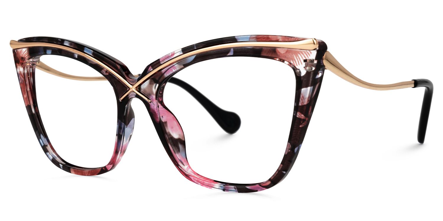 Janina - Elegant Frame Glasses with Bold Pattern | Vooglam Front View