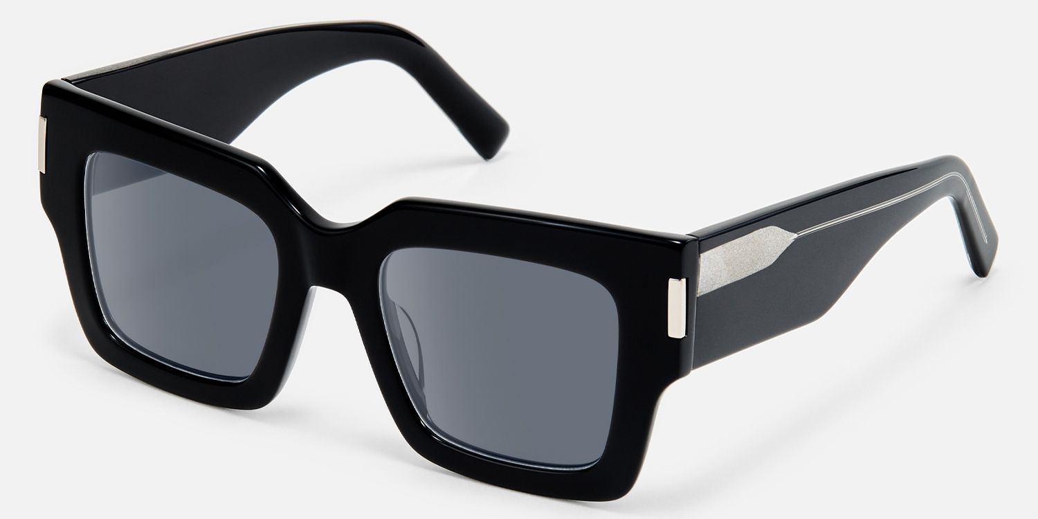 Vaeda - Square Black Sunglasses | Vooglam Front View