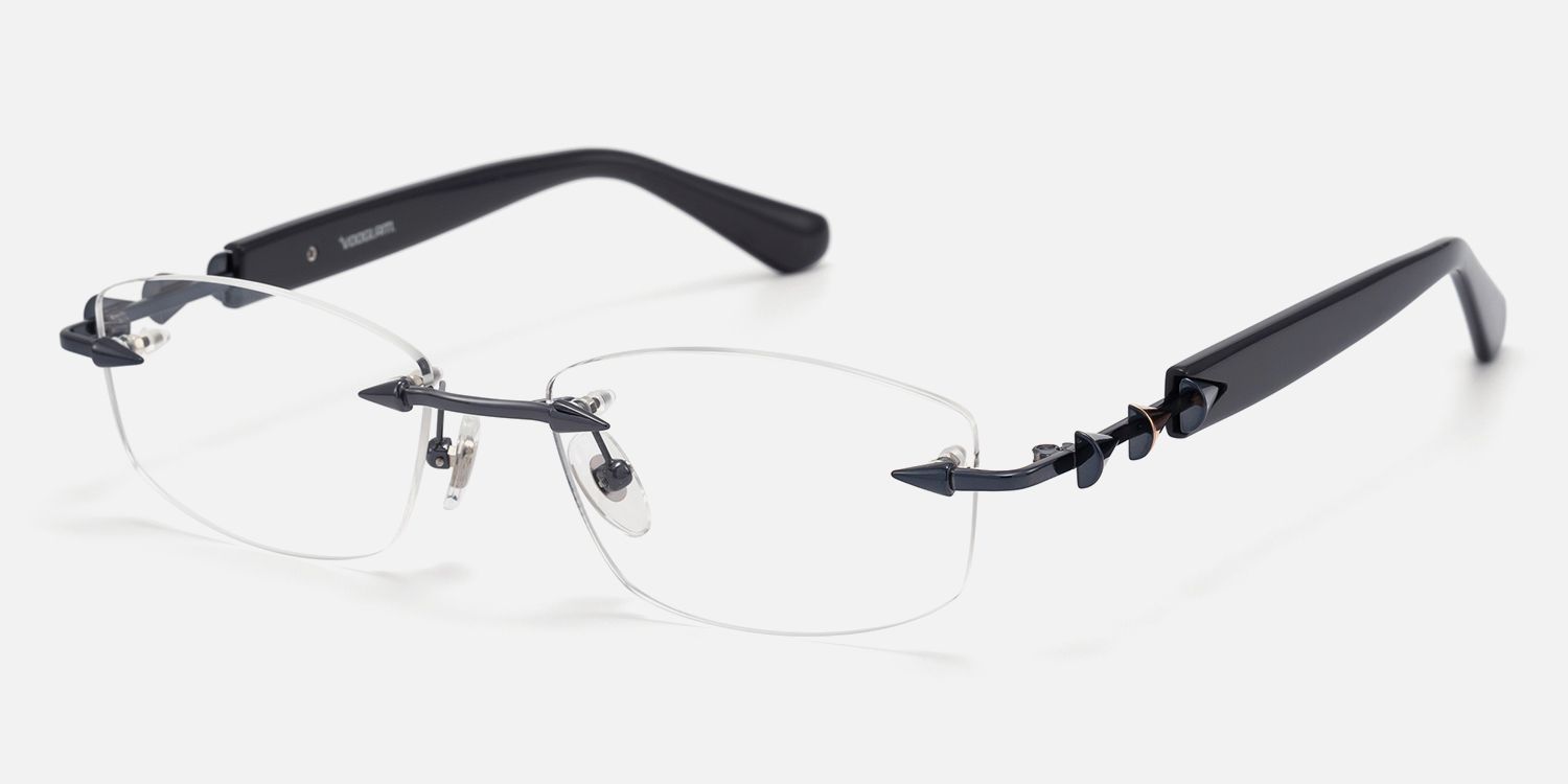 Fracture - Rectangle Black Eyeglasses | Vooglam Front View